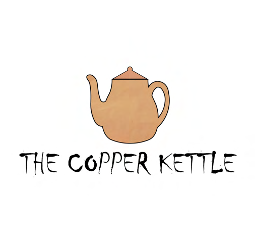 The Copper Kettle primary logo: a drawn copper teapot above hand-lettered type.