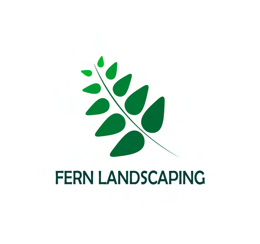 Fern Landscaping logo: an asymmetric green frond above the business name.