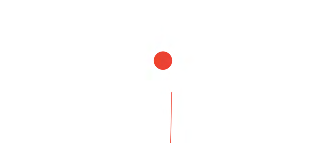 Animation build frame 1: a single red dot beginning to travel down the canvas.