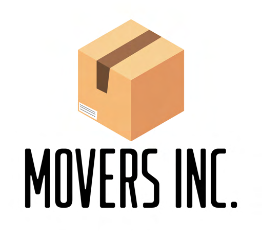 Movers Inc. logo: an illustrated cardboard parcel above the business name.