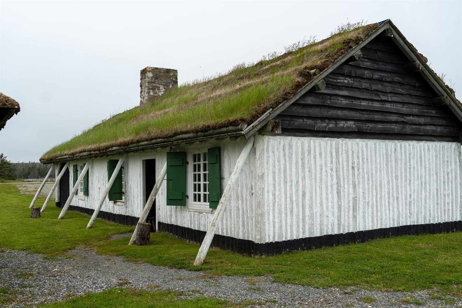 A reconstructed sod-roofed Norse building, Newfoundland.